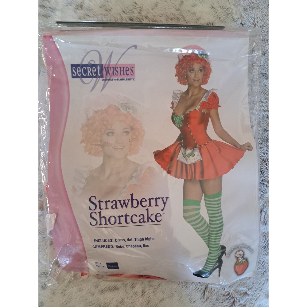 Secret Wishes Strawberry Shortcake Costume  Red Dress Hat Womens Medium NEW
